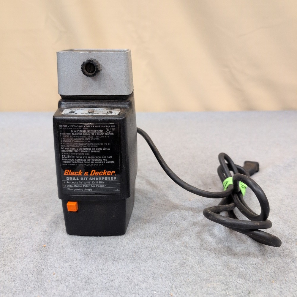 Black & Decker 7980 Type 4 Drill Bit Sharpener 120V 2A 3000 RPM Black Silver